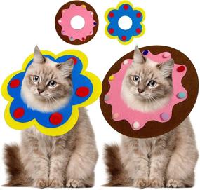 img 4 attached to 🐱 Spark Fun 2PCS Adorable Cat Cone Collar Elizabeth Collars - Light, Soft Recovery E-Collar to Prevent Licking and Biting. Ideal Cone of Shame After Surgery, with Flower and Donut Design - Suitable for Cats and Kittens (Size: Small)