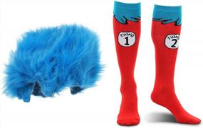 img 3 attached to Get Ready To Cause Some Mischief With Dr. Seuss Thing 1 & Thing 2 Plush Wig And Socks For Adults