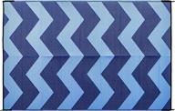 🔵 camco large reversible outdoor patio mat - easy to clean, ideal for picnics, cookouts, camping, and the beach (6' x 9', blue chevron design) – 42878 logo