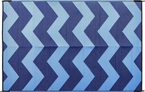 img 4 attached to 🔵 Camco Large Reversible Outdoor Patio Mat - Easy to Clean, Ideal for Picnics, Cookouts, Camping, and The Beach (6' x 9', Blue Chevron Design) – 42878