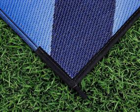 img 2 attached to 🔵 Camco Large Reversible Outdoor Patio Mat - Easy to Clean, Ideal for Picnics, Cookouts, Camping, and The Beach (6' x 9', Blue Chevron Design) – 42878