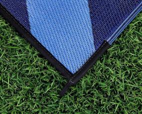img 1 attached to 🔵 Camco Large Reversible Outdoor Patio Mat - Easy to Clean, Ideal for Picnics, Cookouts, Camping, and The Beach (6' x 9', Blue Chevron Design) – 42878
