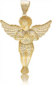 img 2 attached to 10K Yellow Gold Praying Angel Charm Pendant High Polish 2.08" X 1.30" LoveBling