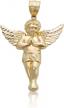 10k yellow gold praying angel charm pendant high polish 2.08" x 1.30" lovebling logo