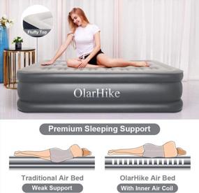 img 3 attached to OlarHike Grey Self-Inflating Air Mattress With Soft Flocked Surface - Perfect For Camping And Guests, Puncture Resistant Design
