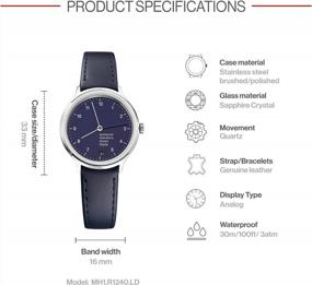 img 2 attached to Mondaine Helvetica Stainless Steel Quartz Watch With Leather Strap, Blue, 16 (Model: MH1.R1240.LD)