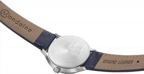 img 3 attached to Mondaine Helvetica Stainless Steel Quartz Watch With Leather Strap, Blue, 16 (Model: MH1.R1240.LD)