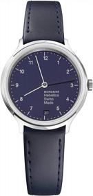 img 4 attached to Mondaine Helvetica Stainless Steel Quartz Watch With Leather Strap, Blue, 16 (Model: MH1.R1240.LD)