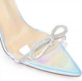 img 2 attached to Women'S Rhinestone Bow Knot Sandals - LISHAN Clear Strappy Chunky Block 4In Heels