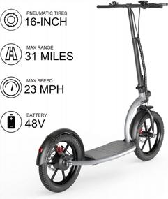 img 3 attached to Электрический скутер Hiboy VE1 PRO/ECOM 14: дальность хода 31 миля, скорость 22 мили в час, складной электрический скутер с толстыми шинами для взрослых