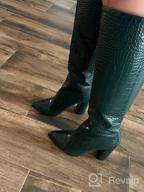 img 1 attached to Stylish Women'S Chunky Heel Mid-Calf Boots With Snakeskin And Crocodile Patterns For Easy Pull-On review by Casey Narcisse