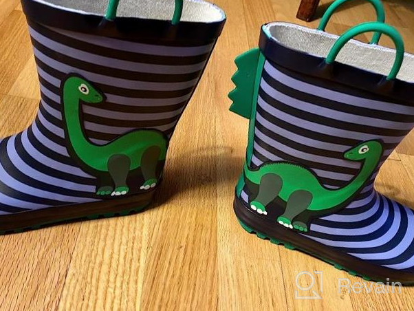 img 1 attached to ADAMUMU Toddler Kids Rain Boots Childrens Waterproof Rubber Shoes With Easy-On Handles Lightweight In Cartoon Patterns For Boys & Girls review by Brett Martinez