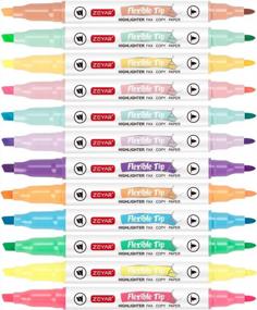 img 4 attached to 12-Color ZEYAR Flexible Tip Highlighter Set - Dual Chisel & Fine Tips, Soft Touch & Quick Dry!