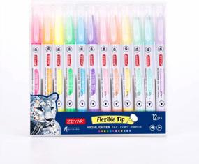 img 2 attached to 12-Color ZEYAR Flexible Tip Highlighter Set - Dual Chisel & Fine Tips, Soft Touch & Quick Dry!