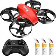 potensic a20 mini drone for kids and beginners rc nano quadcopter 2.4g 6 axis, altitude hold, headless mode safe and stable flight, 3 batteries, great gift toy for boys and girls -red logo