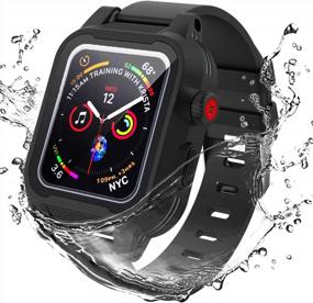 img 4 attached to YOGRE 38Mm Waterproof Apple Watch Case - IP68 Anti-Shock Rugged Protection For Series 3/Series 2 38Mm With 2 Soft Silicone Bands - Black