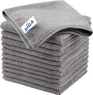 mr.siga all-purpose microfiber cleaning cloth, streak free cleaning towels, 12-pack, grey, 32 x 32 cm (12.6 x 12.6 inch) logo