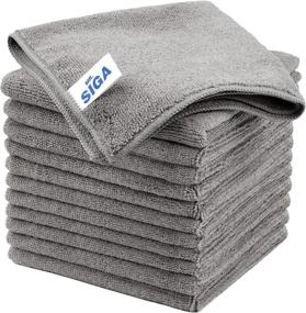 img 4 attached to MR.SIGA All-Purpose Microfiber Cleaning Cloth, Streak Free Cleaning Towels, 12-Pack, Grey, 32 x 32 cm (12.6 x 12.6 inch)