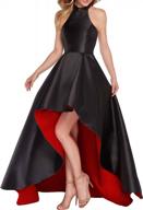 women's satin a-line halter high low prom dress with lace up back logo