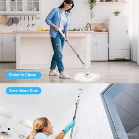 img 2 attached to 🧼 Cordless Rechargeable Electric Spin Scrubber with Adjustable Extension Arm, 5 Replaceable Brush Heads & Broom Holder - Ideal for Bathroom, Tub, Tile, Floor Cleaning