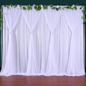 img 4 attached to 10 Ft X 7 Ft White Tulle Backdrop Curtain With Chiffon Drapes - Perfect For Weddings, Parties, Showers, And Photo Shoots - Elegant Backdrop Decorations For Any Occasion!