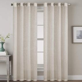 img 4 attached to H.VERSAILTEX Natural Linen Blended Light Filtering Energy Efficient Curtains With Angora Nickel Grommets Window Treatments Panels/Drapes For Living Room