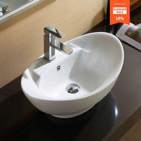 img 3 attached to Egg-Shaped Porcelain Vessel Sink Vanity Basin With Pop-Up Drain - 23'' X 15'' By Mecor