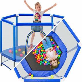 img 4 attached to Merax 55" Children'S Trampoline With Safety Net Enclosure, 4.5FT Mini Trampoline For Toddlers And Kids, Indoor/Outdoor Ball Pit Rebounder For Ages 1-7