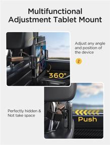 img 1 attached to 🚙 LISEN Tablet Holder for Car: Road Travel iPad Holder for Car Back Seat - Fits Tablets, Phones & More 4.7-12.9" - Headrest Mount with Width 1.6-6.9