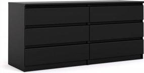 img 4 attached to Stylish 6 Drawer Double Dresser - Black Matte By Tvilum