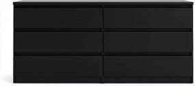 img 3 attached to Stylish 6 Drawer Double Dresser - Black Matte By Tvilum