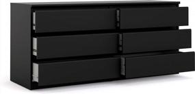 img 2 attached to Stylish 6 Drawer Double Dresser - Black Matte By Tvilum