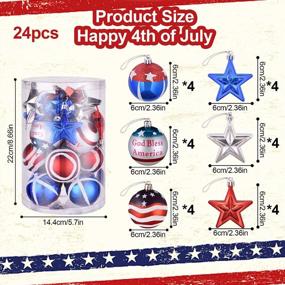 img 3 attached to 24PCS 2.36Inch Patriotic Hanging Star And Ball Ornaments For July 4Th, Memorial Day And Independence Day - USA Themed Party Decorations And Tree Ornaments By ILLUMINEW