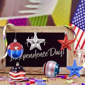 img 2 attached to 24PCS 2.36Inch Patriotic Hanging Star And Ball Ornaments For July 4Th, Memorial Day And Independence Day - USA Themed Party Decorations And Tree Ornaments By ILLUMINEW