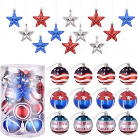 img 4 attached to 24PCS 2.36Inch Patriotic Hanging Star And Ball Ornaments For July 4Th, Memorial Day And Independence Day - USA Themed Party Decorations And Tree Ornaments By ILLUMINEW