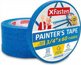 img 4 attached to XFasten Blue Painters Tape, Multi-Use, 3/4 Inches X 60 Yards (Pack Of 6) Blue Painters Masking Tape Bulk - Sharp Edge Line Technology, Produces Sharp Lines Residue-Free Wall Trim Tape