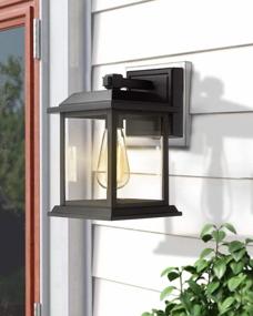 img 2 attached to Black Finish Outdoor Porch Lantern With Clear Glass Shade - Zeyu Exterior Wall Sconce Lighting For Patio - 0409 BK
