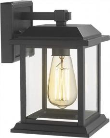 img 4 attached to Black Finish Outdoor Porch Lantern With Clear Glass Shade - Zeyu Exterior Wall Sconce Lighting For Patio - 0409 BK