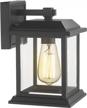 black finish outdoor porch lantern with clear glass shade - zeyu exterior wall sconce lighting for patio - 0409 bk logo