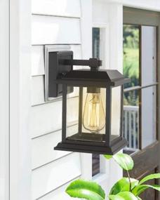 img 1 attached to Black Finish Outdoor Porch Lantern With Clear Glass Shade - Zeyu Exterior Wall Sconce Lighting For Patio - 0409 BK
