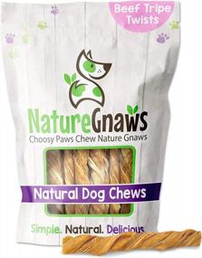 img 4 attached to Nature Gnaws Single Ingredient Tripe Twists - Говяжьи палочки без сыромятной кожи - Натуральные хрустящие лакомства премиум-класса для собак - Упаковка 10 штук для собак