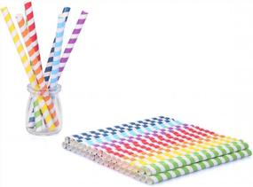img 1 attached to Assorted Rainbow-Colored Jumbo Paper Straws (105 Count, Diameter 10Mm) For Weddings, Birthdays, Parties, Events, And Crafts