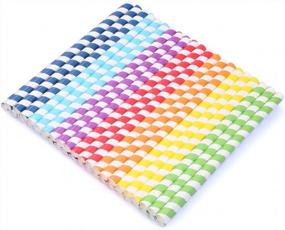 img 2 attached to Assorted Rainbow-Colored Jumbo Paper Straws (105 Count, Diameter 10Mm) For Weddings, Birthdays, Parties, Events, And Crafts