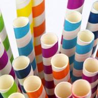 assorted rainbow-colored jumbo paper straws (105 count, diameter 10mm) for weddings, birthdays, parties, events, and crafts logo