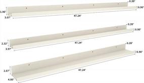 img 2 attached to 47 Inch Floating Wall Shelves Set Of 3, Long Picture Ledge Shelf For Living Room Bathroom Bedroom Kitchen Office, Calenzana Creamy White
