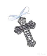 bless the child - guardian angel baby boy crib 👼 cross pewter medal: christening & baby shower keepsake with blue ribbon logo