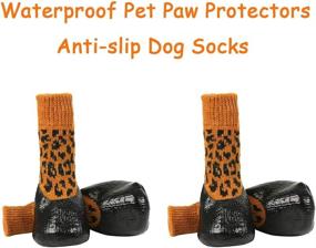 img 1 attached to 🧦 Lanboer Waterproof Dog Socks with Adjustable Straps - Anti-Slip Paw Protectors for Active Pets - Indoor Outdoor Traction Control Boots for Small Medium Dogs and Cats