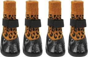 img 4 attached to 🧦 Lanboer Waterproof Dog Socks with Adjustable Straps - Anti-Slip Paw Protectors for Active Pets - Indoor Outdoor Traction Control Boots for Small Medium Dogs and Cats