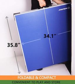 img 2 attached to Portable Foldable Ping Pong Table - 6’X3’ Preassembled Mini Table Tennis Table With Net, Paddles, And Balls By WIN.MAX - Convenient And Easy Storage
