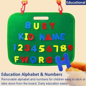 img 2 attached to 🔠 Montessori Toddler Busy Board: Portable with Strap, Handle, and Removable Alphabet & Numbers for Learning Clothing Button and Zipper Practice, Ideal Travel Toy for Montessori Kids